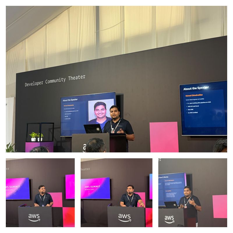 Nirmal Chhodvadiya speaking at AWS Summit Bengaluru